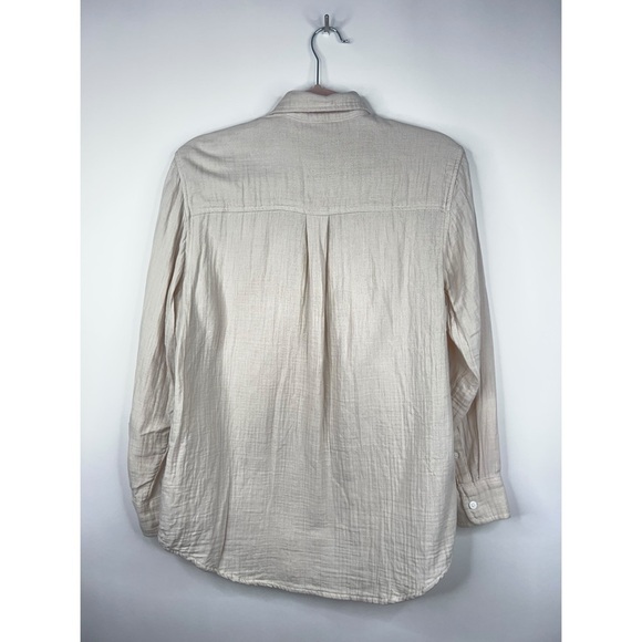 Aritizia Little Moon Organic Cotton Gauze Sail Shirt Cream Button Up Relaxed XS - Picture 3 of 13